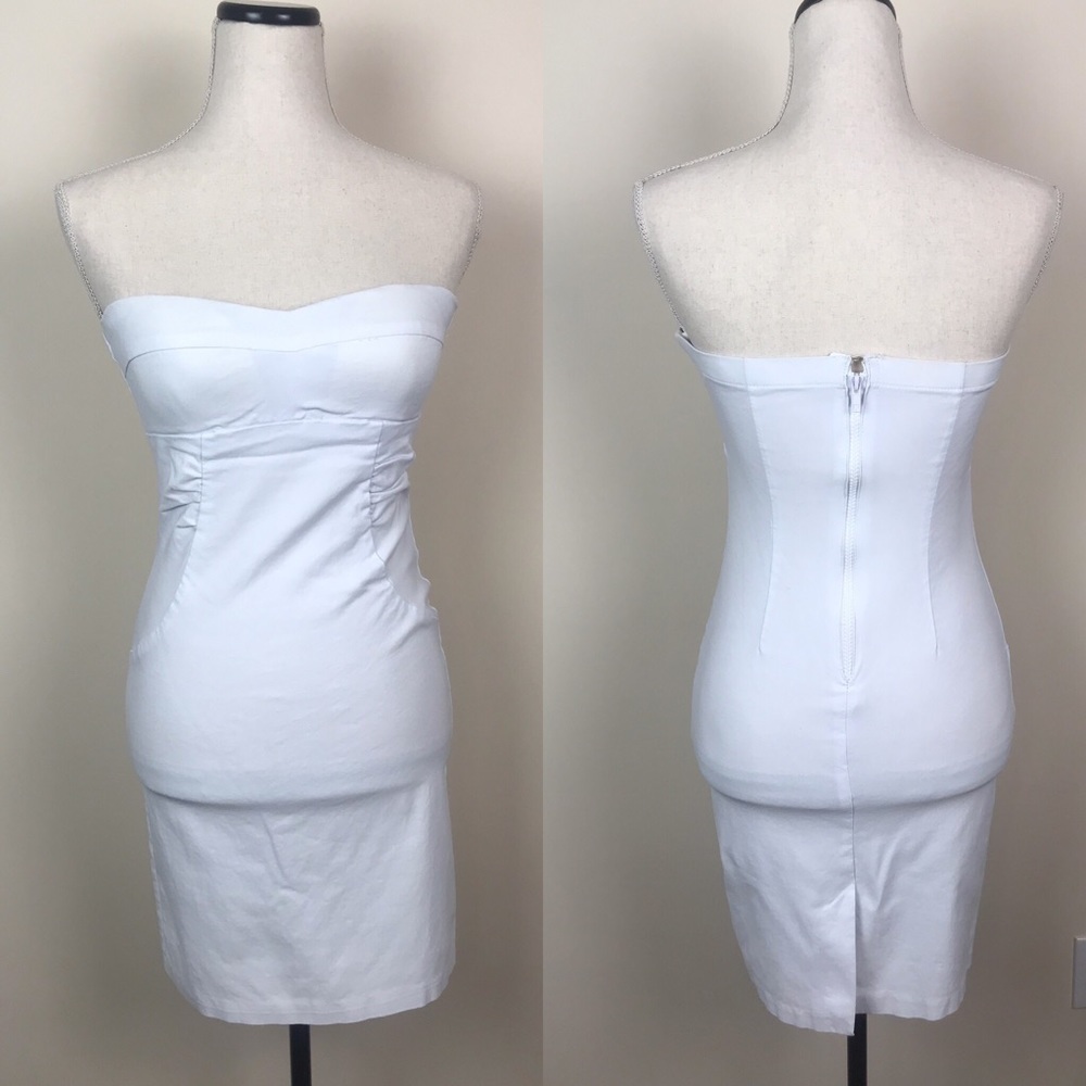 White bodycon strapless dress